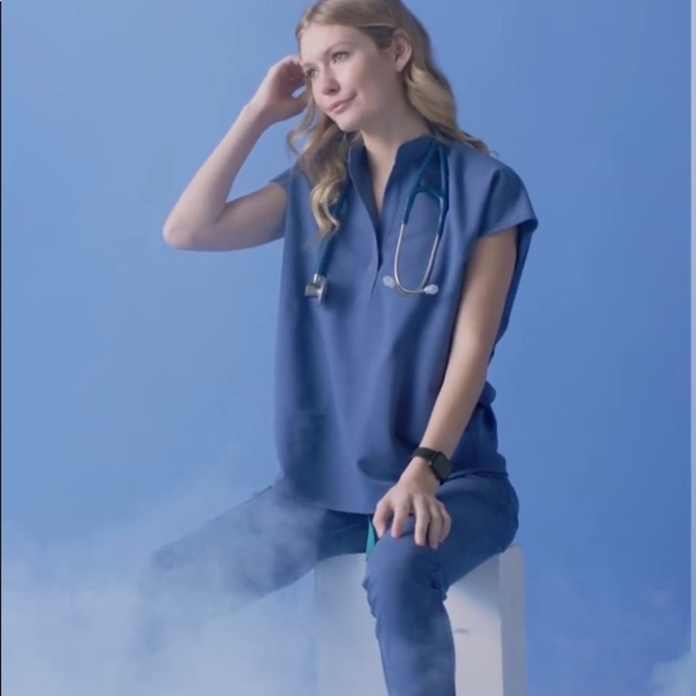 Figs - Big Sky - Mandarin Collar Scrub Top